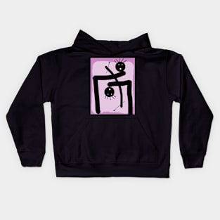 Kids Bending with Flowers Stick Figure Kids Hoodie